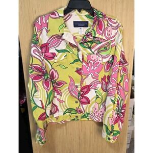 Catherine Stewart Size XL Women's Bright Floral Trucker Jacket‎  Casual  Snaps